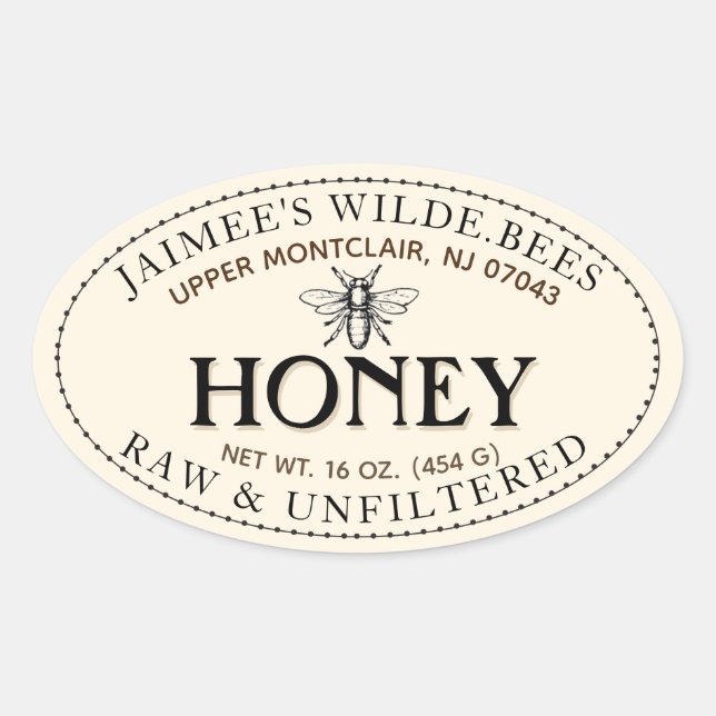 Honey Heraldic Bee Oval Dotter Border Sticker (Vorderseite)