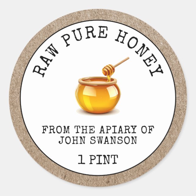 Honey Honeycomb Apiary Honey Pot Runder Aufkleber (Vorderseite)