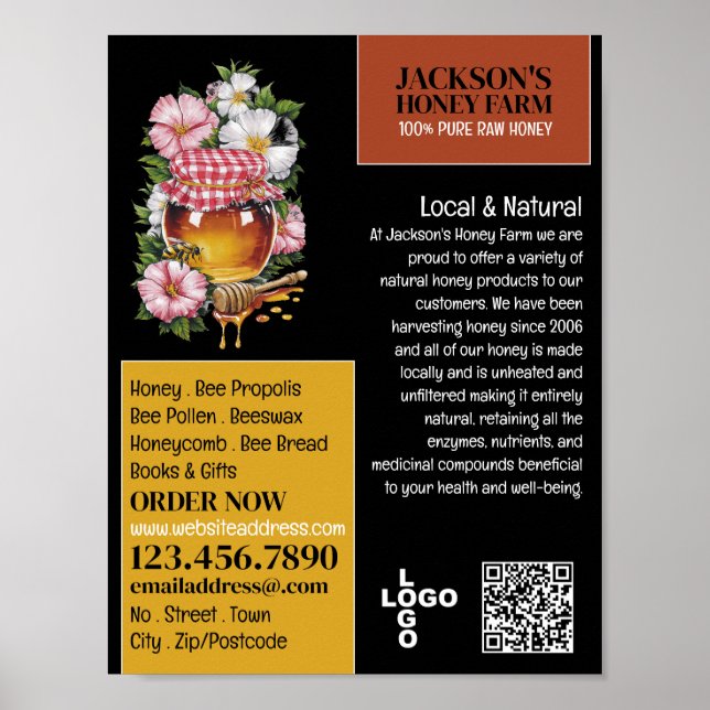 Honey Jar - Beeyard, Honigfarm Advertising Poster (Vorne)