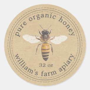 Honey Jar Étiquette Honey Bee Apiary Kraft Papier