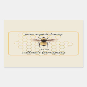 Honey Jar Étiquette Honeybee Apiary Honeycomb Anti