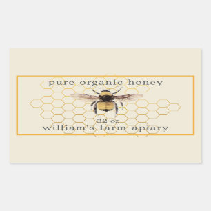 Honey Jar Étiquette Honeybee Apiary Honeycomb Anti