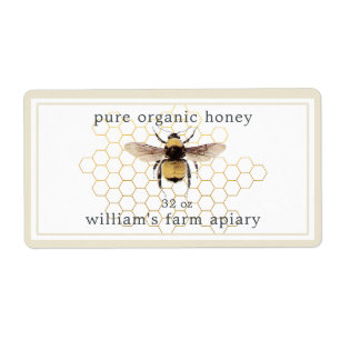 Honey Jar Étiquette Honeybee Apiary Honeycomb Anti