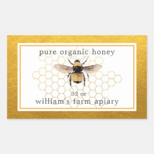 Honey Jar Étiquette Honeybee Apiary Honeypeb Gold