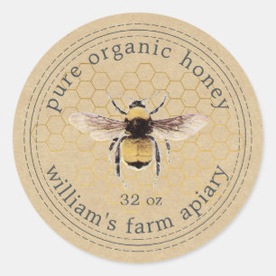 Honey Jar Étiquette Honeybee Apiary Honeypeb Kraft