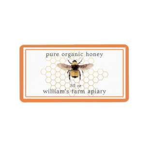 Honey Jar Étiquette Honeybee Apiary Honeypeb Orang