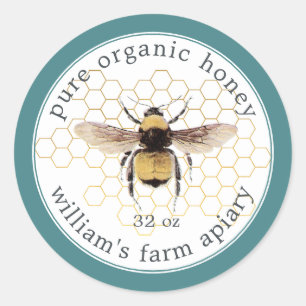 Honey Jar Étiquette Honeybee Apiary Honeypeb Turqu
