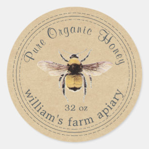 Honey Jar Étiquette Honeybee Apiary Kraft Papier