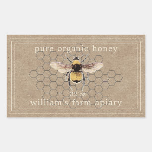 Honey Jar Étiquette Honeybee Apiary Kraft Papier