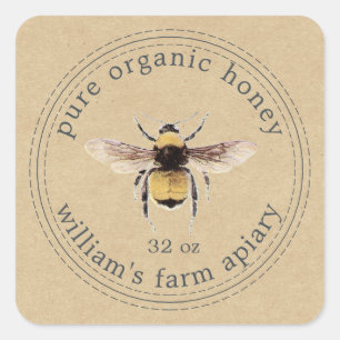 Honey Jar Étiquette Honeybee Apiary Kraft Papier