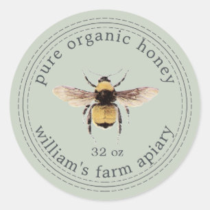 Honey Jar Étiquette Honeybee Apiary Pastel Green