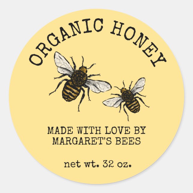 Honey Jar Étiquettes Honeybee Honeycomb Bee Apière (Devant)