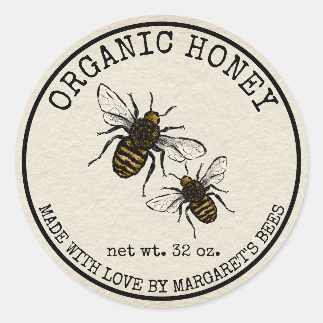 Honey Jar Étiquettes Honeybee Honeycomb Bee Apière (Devant)