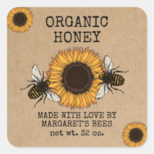Honey Jar Étiquettes Honeybee Honeycomb Bee Apière