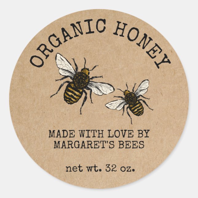 Honey Jar Étiquettes Honeybee Honeycomb Bee Apière (Devant)