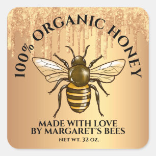 Honey Jar Étiquettes Honeybee Honeycomb Fabriqué a