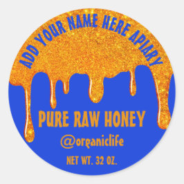 Honey Jar Honeybee Bio Gold Tropfens Blue Runder Aufkleber