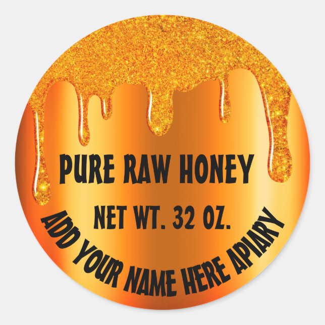 Honey Jar Honeybee Honeycomb. Apiary Tropfens Orga Runder Aufkleber (Vorderseite)