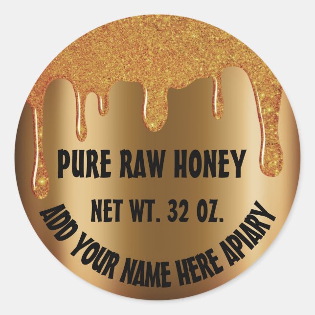 Honey Jar Honeybee Honeycomb. Apiary Tropfens Rose Runder Aufkleber (Vorderseite)