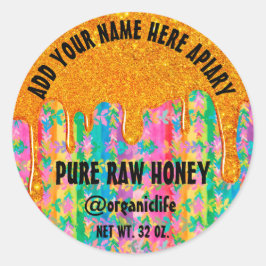 Honey Jar Honeybee Honeycomb Gold Tropfen Rainbow Runder Aufkleber