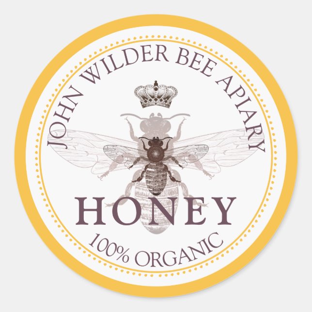 Honey Jar Label Bienepieeper Runder Aufkleber (Vorderseite)