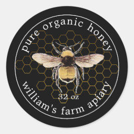 Honey Jar Label Honeybee Apiary Honeycomb Gold Runder Aufkleber