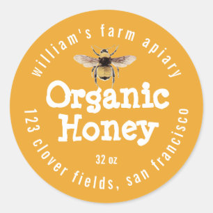 Honey Jar Label Honeybee Apiary Mellow Yellow Runder Aufkleber