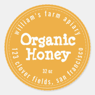 Honey Jar Label Honeybee Apiary Mellow Yellow Runder Aufkleber