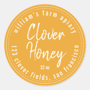 Honey Jar Label Honeybee Apiary Mellow Yellow Runder Aufkleber