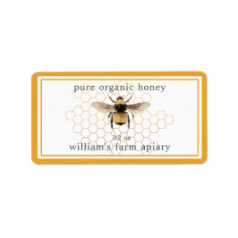Honey Jar Label Honeybee Honeybee Honeycomb Gelb Adressaufkleber