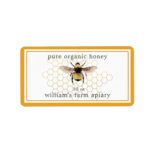 Honey Jar Label Honeybee Honeybee Honeycomb Gelb Adressaufkleber