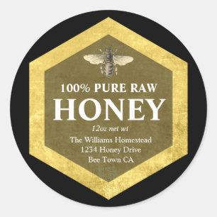 Honey Jar Label Honigbiene und Apiary Name Runder Aufkleber