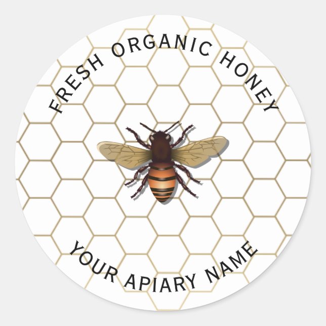 Honey Jar Labels Honeybee Apiary Runder Aufkleber (Vorderseite)