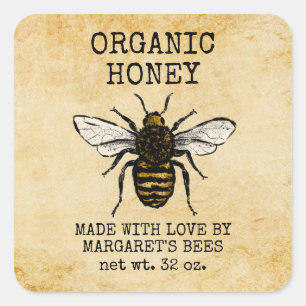 Honey Jar Labels Honeybee Honeybee Honeycomb Bee A Quadratischer Aufkleber