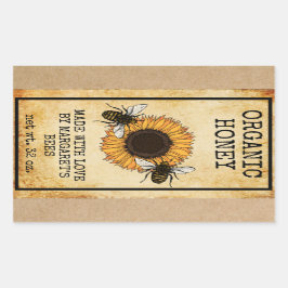 Honey Jar Labels Honeybee Honeycomb Bee Apiary Rechteckiger Aufkleber