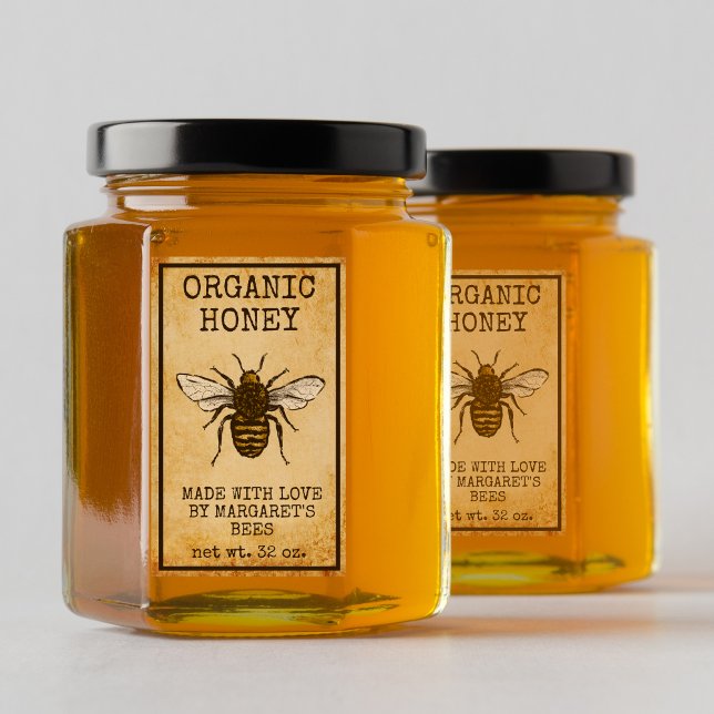 Honey Jar Labels Honeybee Honeycomb Bee Apiary Rechteckiger Aufkleber (Von Creator hochgeladen)