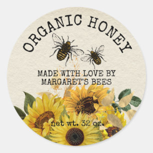 Honey Jar Labels Honeybee Honeycomb Bee Apiary Runder Aufkleber