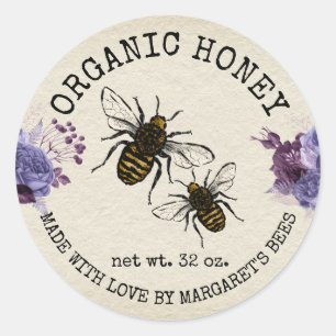 Honey Jar Labels Honeybee Honeycomb Bee Apiary Runder Aufkleber