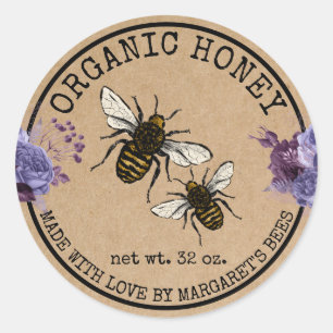 Honey Jar Labels Honeybee Honeycomb Bee Apiary Runder Aufkleber