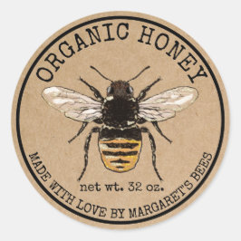Honey Jar Labels Honeybee Honeycomb Bee Apiary Runder Aufkleber