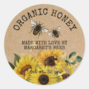 Honey Jar Labels Honeybee Honeycomb Bee Apiary Runder Aufkleber