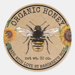 Honey Jar Labels Honeybee Honeycomb Bee Apiary Runder Aufkleber