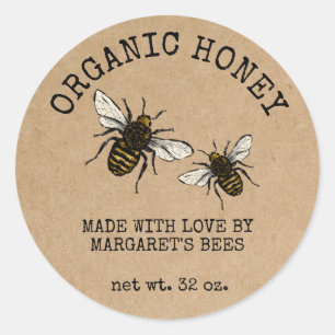 Honey Jar Labels Honeybee Honeycomb Bee Apiary Runder Aufkleber