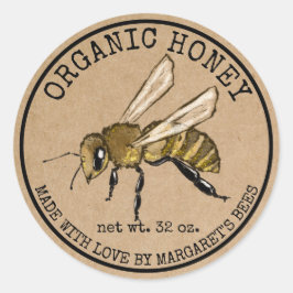 Honey Jar Labels Honeybee Honeycomb Bee Apiary Runder Aufkleber