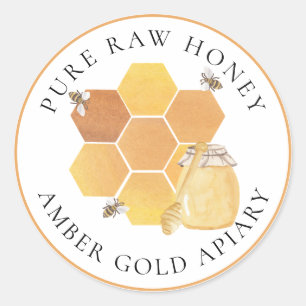 Honey Jar Labels Honeybees Honeycomb Bee Apiary Runder Aufkleber