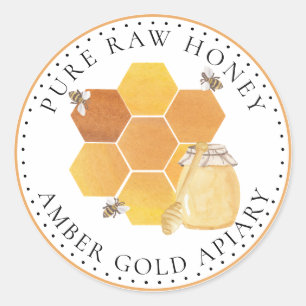 Honey Jar Labels Honeybees Honeycomb Bee Apiary Runder Aufkleber