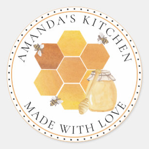 Honey Jar Labels Honeybees Honeycomb Bees Runder Aufkleber