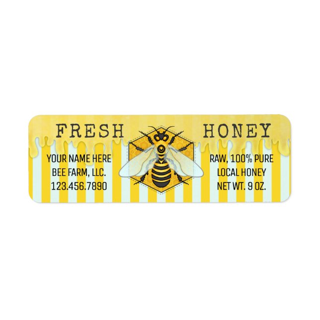 Honey Jar Labels | Honigbienen-Honigwabenbienen (Vorne)