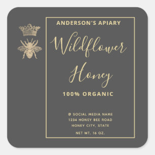 Honey jar, moderne Schriftzeichen-Königin Quadratischer Aufkleber