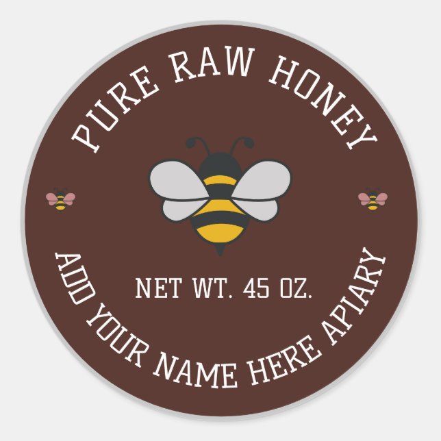 Honey Jar Stickers | Bee & Honeycomb Apiary Labels (Vorderseite)